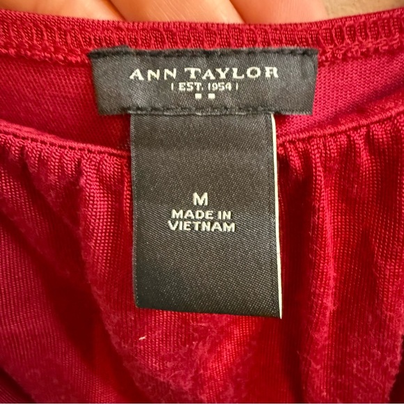 Ann Taylor Red Empire Waist Prairie Tank Top - Picture 3 of 6